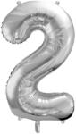  óriás szám fólia léggömb "2", ezüst