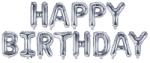  Happy Birthday fólia lufi felirat, 340x35cm, ezüst