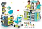 Smoby Set magazin cu alimente Market Smoby şi bucătărie de jucărie Tefal Studio XL Bubble electronică (SM350212-3)