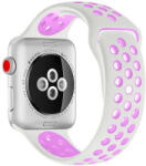 iUni Curea iUni compatibila cu Apple Watch 1/2/3/4/5/6/7, 42mm, Silicon Sport, Alb/Mov (507502)