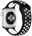 iUni Curea iUni compatibila cu Apple Watch 1/2/3/4/5/6/7, 38mm, Silicon Sport, Negru/Alb (507410)