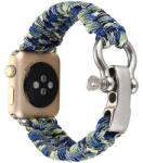 iUni Curea iUni compatibila cu Apple Watch Ultra/SE/8/7/6/5/4/3/2/1, 38mm, Elastic Paracord, Rugged Nylon Rope, Blue and Green (507359)