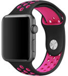 iUni Curea iUni compatibila cu Apple Watch 1/2/3/4/5/6/7, 38mm, Silicon Sport, Black/Dark Pink (507519)