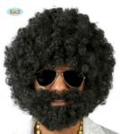  fekete, férfi afro paróka + szakáll-4869