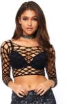 Leg Avenue Net Long Sleeved Crop Top 81567 Black