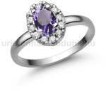  E348FM_C - AMETISZT - CIRKÓNIA köves Fehér arany Eljegyzési Gyűrű (E348FM_C)