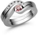  E204FZR_B - RÓZSASZÍN ZAFÍR - GYÉMÁNT köves Fehér arany Eljegyzési Gyűrű (E204FZR_B)