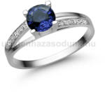  E317FZK_C - KÉK ZAFÍR - CIRKÓNIA köves Fehér arany Eljegyzési Gyűrű (E317FZK_C)