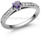  E118FM_B - AMETISZT - GYÉMÁNT köves Fehér arany Eljegyzési Gyűrű (E118FM_B)