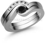  E204FBB_C - FEKETE GYÉMÁNT - CIRKÓNIA köves Fehér arany Eljegyzési gyűrű (E204FBB_C)