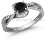  E108FBB_C - FEKETE GYÉMÁNT - CIRKÓNIA köves Fehér arany Eljegyzési gyűrű (E108FBB_C)