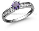  E17FM_B - AMETISZT - GYÉMÁNT köves Fehér arany Eljegyzési Gyűrű (E17FM_B)