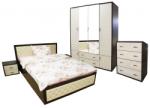 Spectral Mobila Dormitor Torino cu pat pentru saltea 140x200 cm, Wenge / Brad