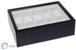Edelwolle 10 darabos fa óratartó doboz, óradoboz matt fekete (O.GY966)
