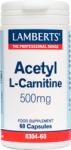 LAMBERTS ЛАМБЕРТС АЦЕТИЛ Л-КАРНИТИН 500 МГ. Х 60 КАП. / lamberts acetyl l-carnitine 500mg 60caps