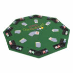 vidaXL Masă poker pliabilă în două părți, 8 jucători, octogonal Verde (80209) - vidaxl