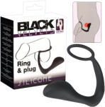 Black Velvets - anál plug péniszgyűrűvel (fekete) - szexshop