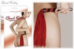 Bad Kitty - Velúrbőr korbács (piros) - szexshop