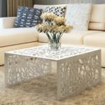 vidaXL Măsuță de cafea cu design geometric, argintiu, aluminiu (242328) Masa de cafea