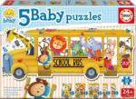Educa Baby sziluett puzzle 5 az 1-ben - Iskolabusz állatokkal (17575)