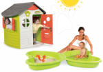 Smoby Set căsuţă Neo Jura Lodge Smoby cu două uși şi nisipar Fluture cu jet de apă de la 24 luni (SM810500-11) Casuta pentru copii
