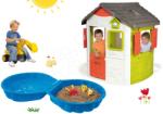 Smoby Set căsuţă Neo Jura Lodge Smoby cu două uşi, escavator Maxi Power şi nisipar cu două părţi de la 24 luni (SM810500-12) Casuta pentru copii