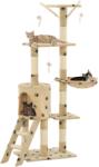 vidaXL Ansamblu pisici stâlpi funie sisal, 138 cm imprimeu lăbuțe, bej (170581)
