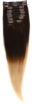 Megavolum Clip on Par Natural 50cm 100gr Ombre Castaniu Blond Deschis T2 60
