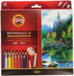 KOH-I-NOOR Set 48 creioane colorate KOH-I-NOOR Aquarell Mondeluz cu ascutitoare si 2 pensule