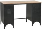 vidaXL Birou dublu cu piedestal, lemn masiv brad și oțel, 120x50x76 cm (246422)
