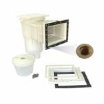 IML Szkimmer 17, 5 l standard szájnyílással, hosszú nyakkal és négyzet alakú tetővel, sárgaréz dugókkal, fehér, fóliás medencékhez