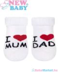 NEW BABY Babazokni - New Baby fehér I Love Mum and Dad