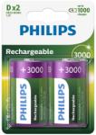 Philips R20B2A300/10 - 2 db tölthető elem D MULTILIFE NiMH/1, 2V/3000 mAh Phil-R20B2A300/10 (P2244)
