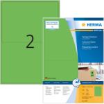HERMA No. 4569 zöld színű 199, 6 x 143, 5 mm méretű, univerzálisan nyomtatható, matt felületű öntapadós etikett címke, permanens ragasztóval A4-es íven - kiszerelés: 200 címke / 100 ív