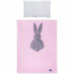 Belisima 3-részes ágyneműgarnitúra Belisima Nyuszi 100/135 rózsaszín-szürke - pindurka