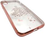  Husa silicon transparenta cu margini electroplacate roz (fluturi si strasuri) pentru Apple iPhone X/XS