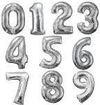  önfelfújós fólia szám lufi pálcával, ezüst