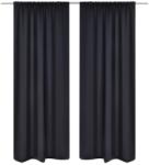 vidaXL Draperii opace cu rejansă, 2 buc. , negru, 135 x 245 cm (130370)