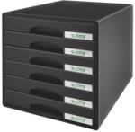 Leitz Irattároló, műanyag, 6 fiókos, LEITZ "Plus", fekete