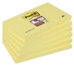 Post-it Öntapadó jegyzettömb csomag, 76x127 mm, 6x90 lap, 3M POSTIT "Super Sticky", kanári sárga