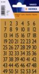 HERMA Vario No. 4146 fekete színű, 9 mm magasságú, öntapadó számok, arany színű fólián, karakterek: 1-100 - kiszerelés: 4 ív / csomag (Herma No. 4146)