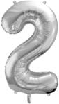 PartyDeco S. r. o Szám formájú óriás fólia lufi, ezüst, 86cm, (2-es)