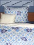  Elegancia Blue Blumen pamut-szatén ágyneműhuzat, 3 részes