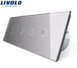 LIVOLO Intrerupator LIVOLO cu touch din sticla cu 4 intrerupatoare simple - culoare gri