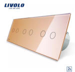 LIVOLO Intrerupator dublu+dublu+dublu cu touch Wireless Livolo din sticla - culoare auriu