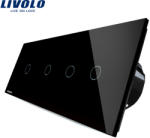LIVOLO Intrerupator LIVOLO cu touch din sticla cu 4 intrerupatoare simple - culoare negru