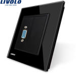 LIVOLO Priza cu mufa VGA mama Livolo cu rama din sticla - culoare negru