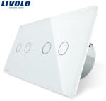 LIVOLO Intrerupator dublu + dublu cu touch Livolo din sticla
