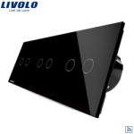 LIVOLO Intrerupator dublu+dublu+dublu cu touch Wireless Livolo din sticla - culoare negru