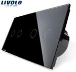 LIVOLO Intrerupator dublu + dublu cu touch Livolo din sticla - culoare negru